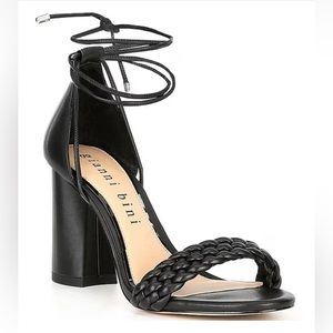 Gianni Bini Braided Leather Ankle Tie Dress Sandals 6.5 black